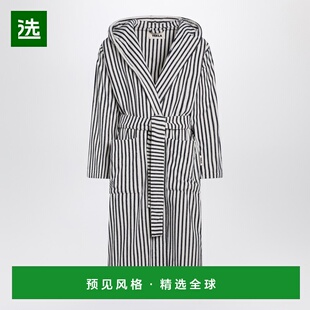 1h可退 香港直邮Tekla 男士 白色黑色条纹浴袍 HBTH25COSS