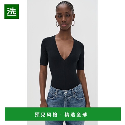 1h可退 香港直邮Fleur Du Mal 女士 Thong 棉质深V领连体衣