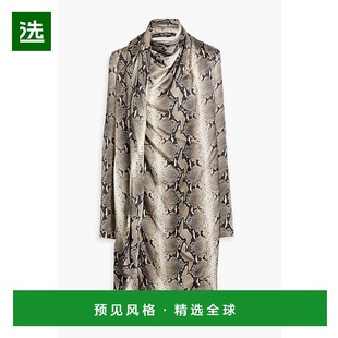 Shaz 女士 cupro satin 1h可退 垂褶蛇纹连衣裙 香港直邮KHAITE