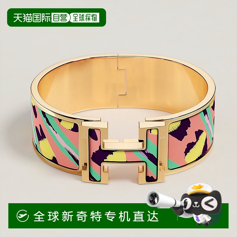 1h可退 欧洲直邮Hermes/爱马仕 女士多色珐琅H 方形猫咪 Clic Cla