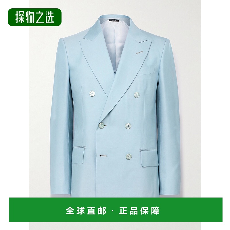 1h可退 香港直邮Tom Ford 汤姆·福特 男士 修身双排扣斜纹丝绸西