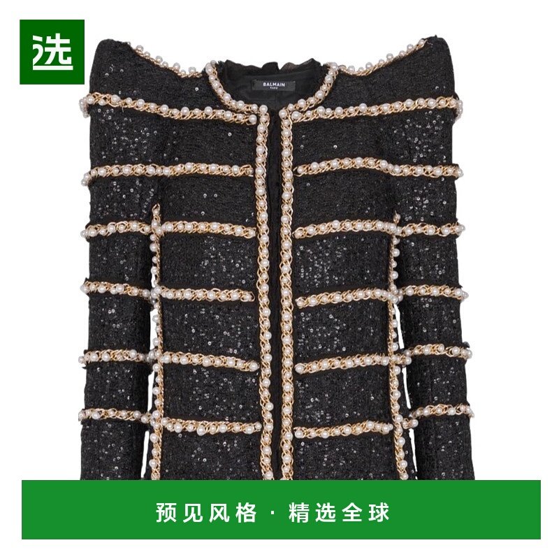 香港直邮Balmain 珍珠链条细节休闲夹克 EF0SK775PC90