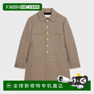 1h可退 千鸟格羊毛大衣 欧洲直邮CELINE 思琳