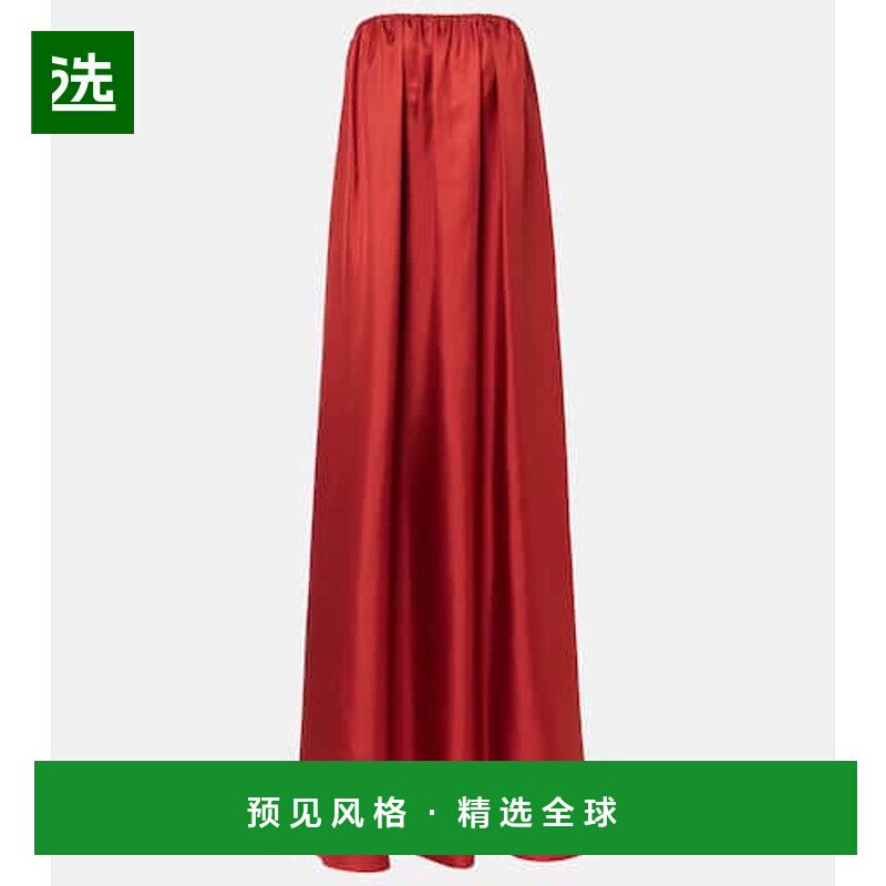 1h可退 香港直邮MaxMara 麦斯玛拉 女士 Edda 褶裥无肩带真丝礼服