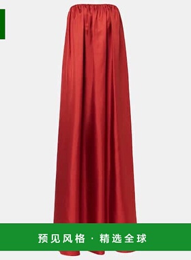 1h可退 香港直邮MaxMara 麦斯玛拉 女士 Edda 褶裥无肩带真丝礼服