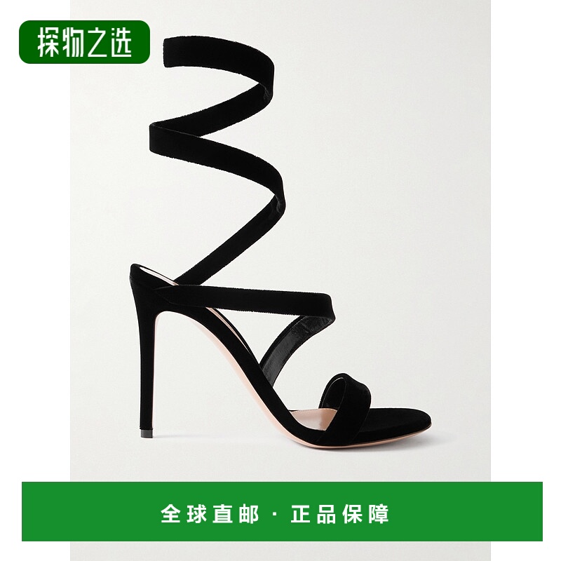 香港直邮Gianvito Rossi 吉安维托·罗西 女士 Opera 天鹅绒凉鞋
