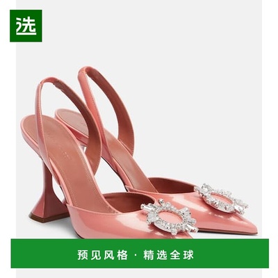 1h可退 香港直邮Amina Muaddi 女士 Begum 95 漆皮露跟浅口鞋