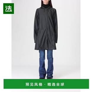 香港直邮RAINS 女士夹克 18050BLACK AW2025 黑色 抽绳连帽雨衣