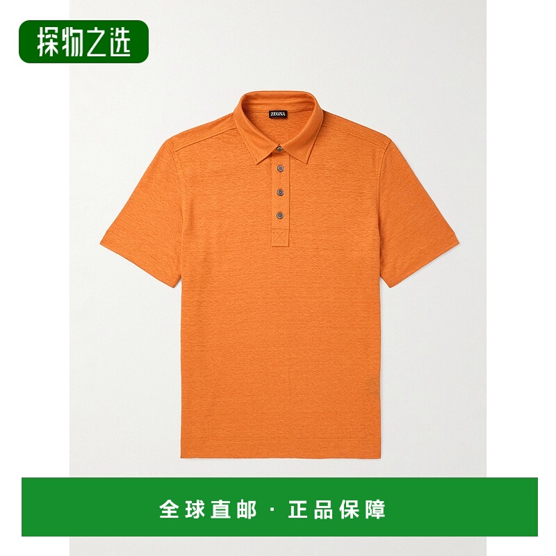 1h可退 香港直邮Zegna 杰尼亚 男士 修身亚麻Polo衫 UD376A7D784