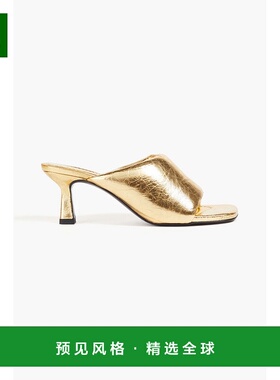 1h可退 香港直邮Sandro 女士 金属感皮质凉拖 SFACH00919DORE单鞋
