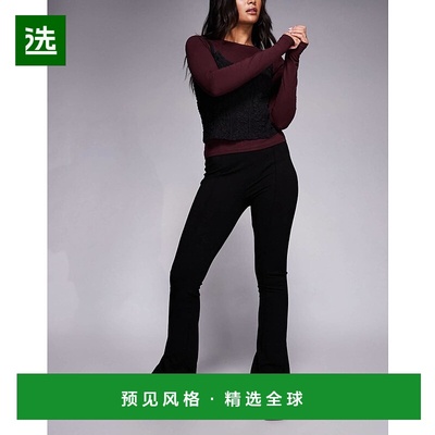 1h可退 香港直邮ASOS 女士 设计庞特布喇叭型褶纹裤子(黑色)