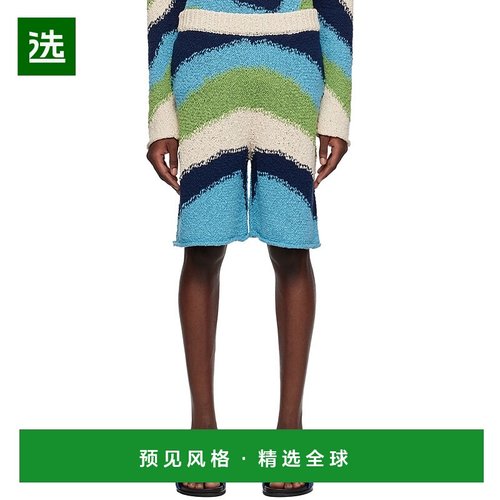 1h可退 香港直邮Marni 玛尼 男士 蓝色嵌花针织短裤 PUMG0026Q0UF