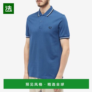 香港直邮FRED PERRY 男士T恤 M3600T47 AW2023 蓝色 修身双尖 POL