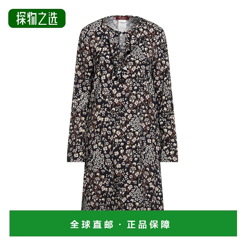 香港直邮MaxMara 麦斯玛拉 女士 中长连衣裙 black黑色 舒适时尚