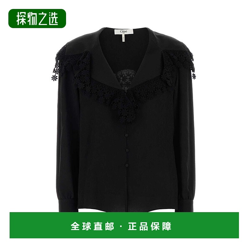 香港直邮Chloe 蔻依 女士 黑色真丝衬衫 CH25WHT15332