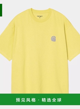 欧洲直邮Carhartt Wip 男士黄色棉短袖T恤针织印花棉质