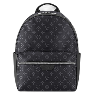 欧洲直邮LV/路易威登23新款 男士小号黑色老花帆布制双拉链双肩包