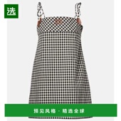 香港直邮Miu Miu 缪缪 1h可退 女士 方格棉布棉质迷你连衣裙