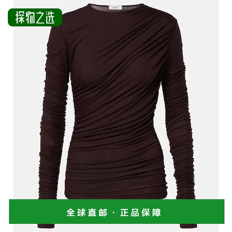 香港直邮AGOLDE 女士 Tania 扭纹褶皱上衣 brown棕色 舒适时尚