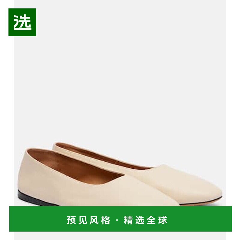 1h可退 香港直邮The Row 女士 Awar 皮质芭蕾舞鞋 white白色 舒适