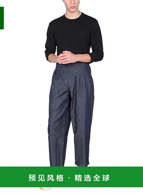 欧洲直邮Comme des Garcons川久保玲男士蓝色棉质直筒休闲裤