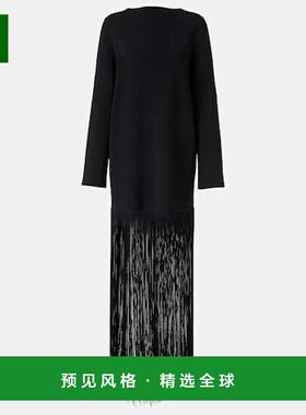 1h可退 香港直邮KHAITE 女士 Paley 流苏长款连衣裙 black黑色 舒