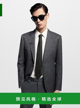 1h可退 欧洲直邮LV路易威登 Fishnet系列男士黑色真丝logo标识领