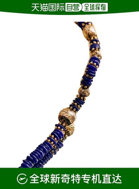 欧洲直邮SEZANE 女士蓝色树脂珠子配黄铜镀金项链