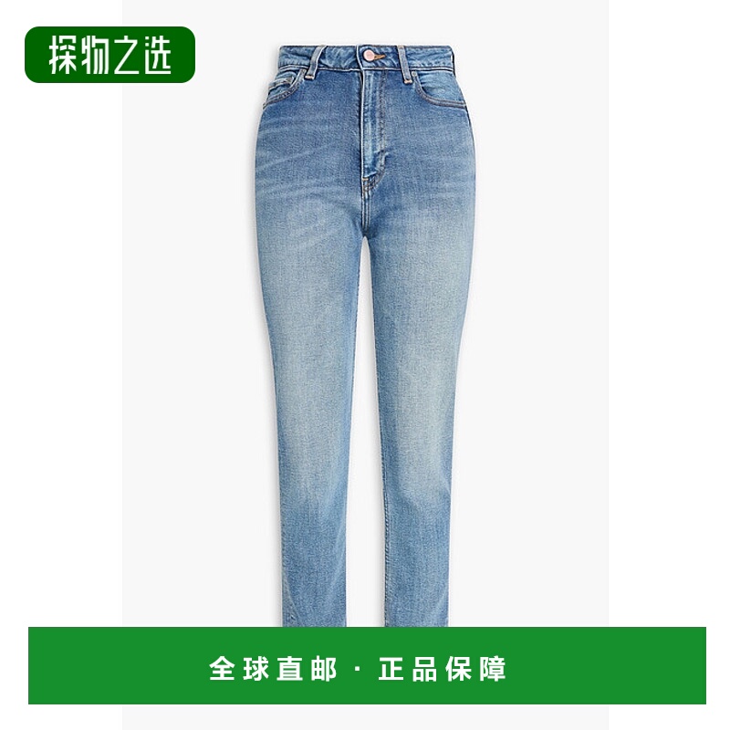 香港直邮GANNI 甘尼 女士 褪色设计高腰细脚牛仔裤 J11406346SIZE