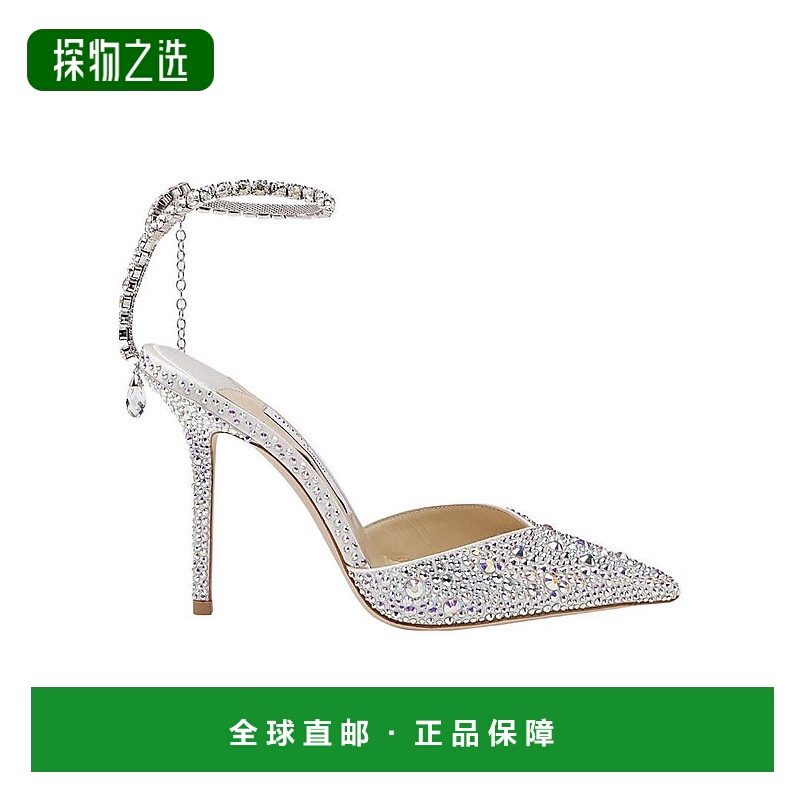 香港直邮Jimmy Choo 水晶装饰高跟鞋 SAEDA100BAMIVORYCRYSTAL