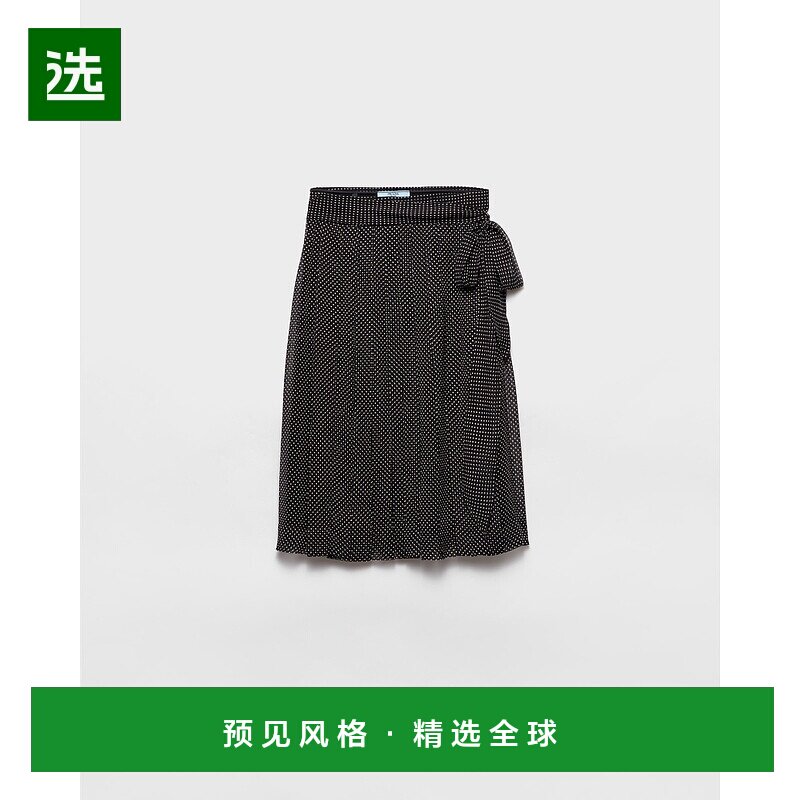 欧洲直邮PRADA (2025) 印花雪纺裹身裙复古精致A字裙半身裙普拉达