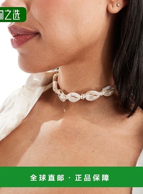 香港直邮ASOS 女士 人造贝壳设计中性短项链 grey灰色 舒适时尚