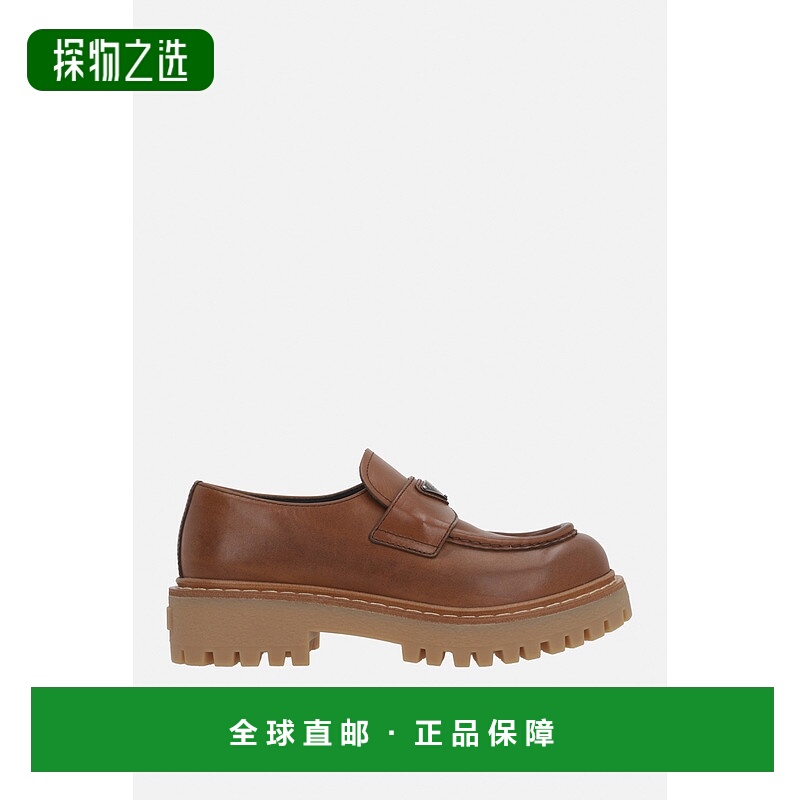 1h可退 香港直邮Prada 普拉达 男士 焦糖色皮质乐福鞋 2DE151FG00