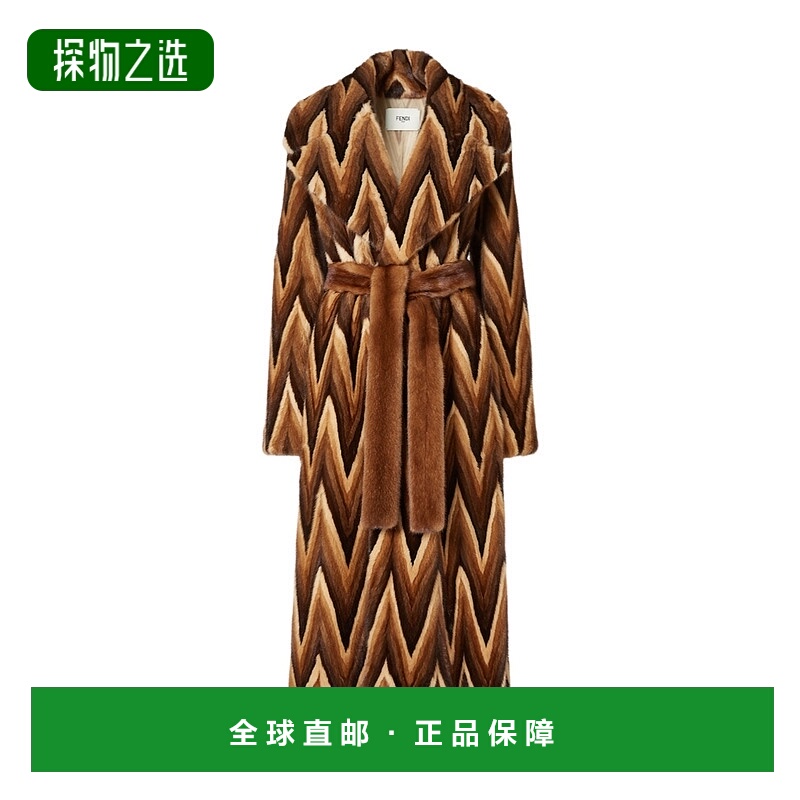 香港直邮Fendi 长袖裹身大衣 FNF50NAYLF