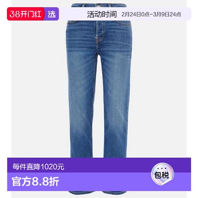 1h可退 香港直邮redone 女士 Stove Pipe 中腰直筒牛仔裤直筒裤