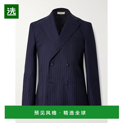 1h可退 香港直邮officine generale 男士 Kane 双排扣细条纹初剪