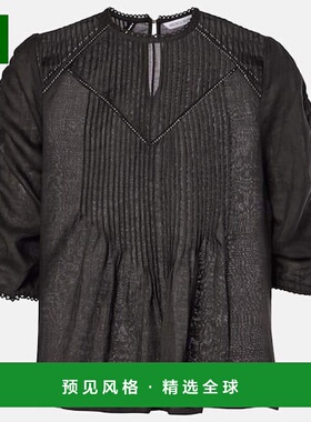 1h可退 香港直邮VERONICA BEARD 女士 Bryce 亚麻上衣 black黑色