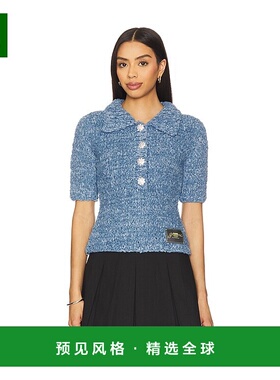 1h可退 香港直邮GANNI 甘尼 女士 牛仔手织Polo衫 K2449 blue蓝色