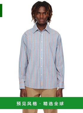 1h可退 香港直邮Bode 男士 蓝色 Regatta Stripe 衬衫 MRS25SH026