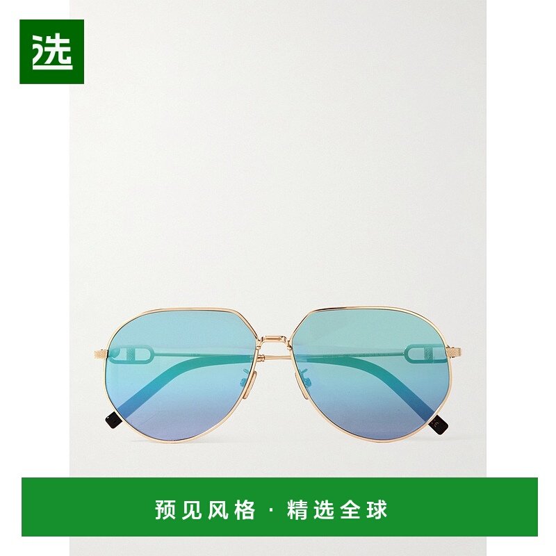 1h可退 香港直邮DIOR 迪奥 男士 CD A1U 链环圆框镀金太阳眼镜 DM
