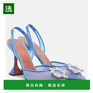 1h可退 香港直邮Amina Muaddi 女士 Begum 精饰网纱露跟浅口鞋