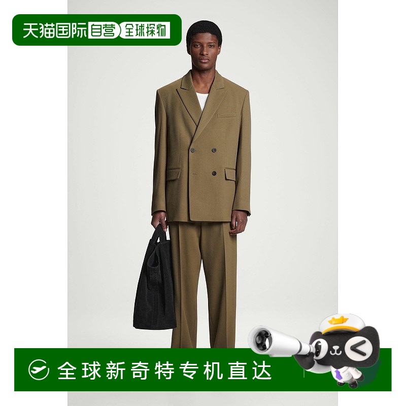 欧洲直邮COS 男士深褐色皮革凉拖新款