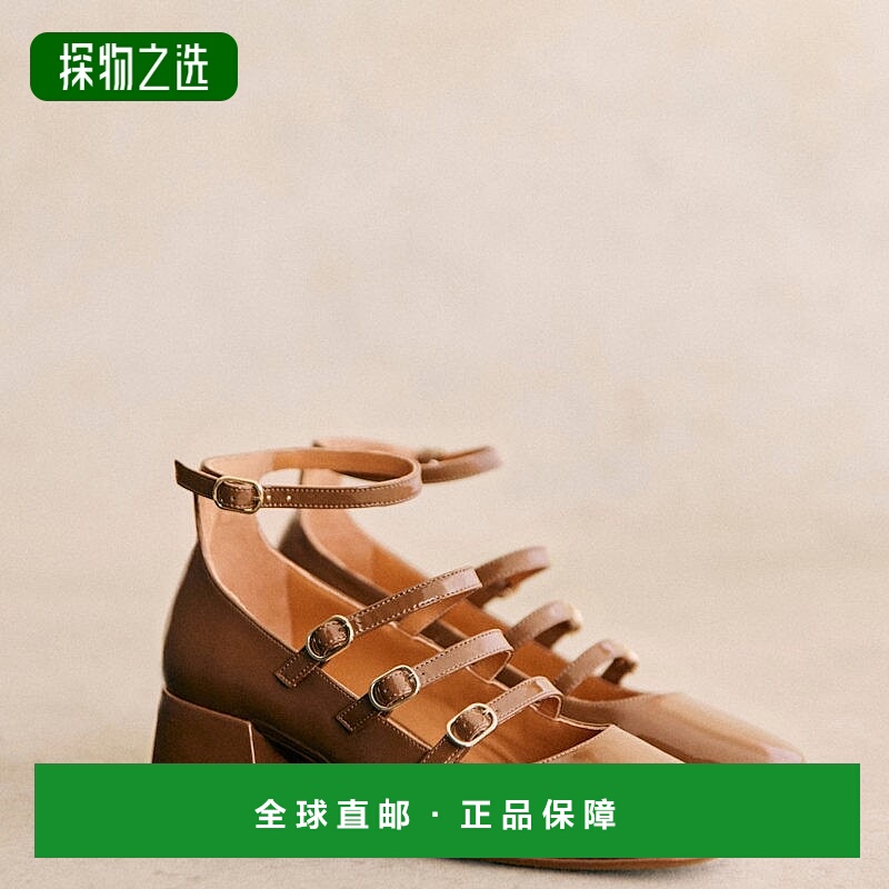 自营欧洲直邮Sezane 女士灰褐色羊皮玛丽珍鞋单鞋新款