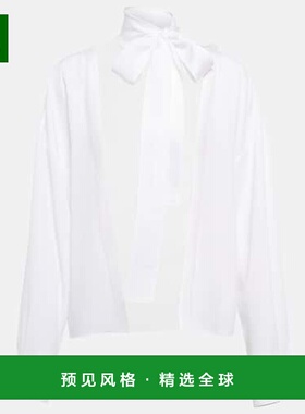 1h可退 香港直邮Miu Miu 缪缪 女士 Sablé 打结领衫 white白色