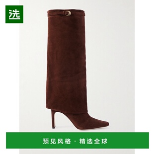 香港直邮Staud 女士 Wally 搭扣绒面革及膝靴子 F24F1003CSMAHOGA