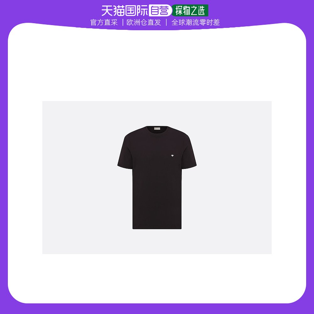 欧洲直邮Dior迪奥男士T恤纯黑色运动日常宽松面料上成短袖小印花