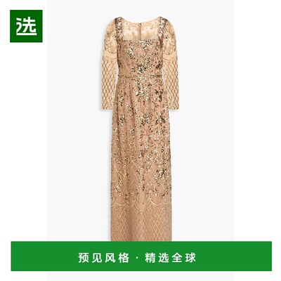 1h可退 香港直邮MARCHESA NOTTE 女士 精饰薄纱睡裙 N78G3852NDGL