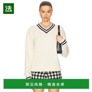 1h可退 香港直邮DAUGHTER 女士 宽松型板球V领麻花扭纹毛衣 WL242