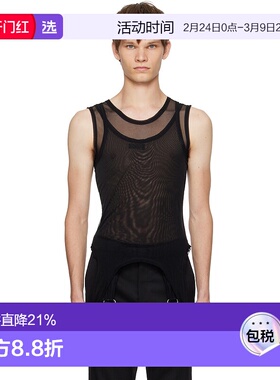 1h可退 香港直邮Mugler 穆勒 男士 黑色 Garter 背心 25F3TS01238
