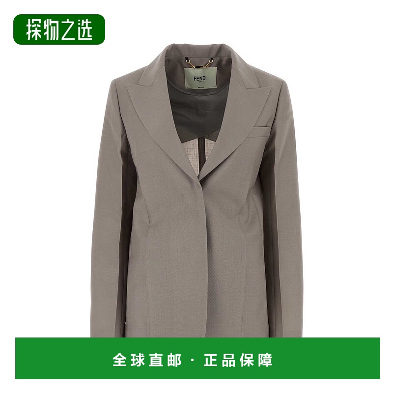 1h可退 香港直邮Fendi 芬迪 女士 小开衩西装外套 FJ7492S9A羊毛